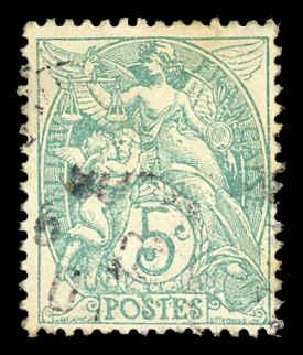 France 113 Used (Type 1A) (Blue Green)