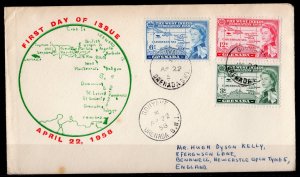 Grenada 1958 Sc#184/186 Q.E.II WEST INDIES FEDERATION FDC Letter Gouyane-England