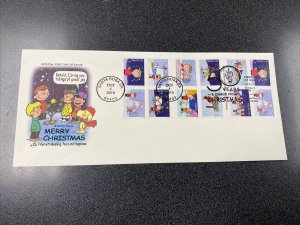FDC#5021-30 Charlie Brown Christmas Pane Of 12 Booklet On ArtCraft Cover