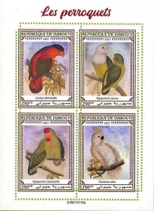 A7664 - DJIBOUTI - ERROR MISPERF Stamp Sheet - 2021 BIRDS Parrots
