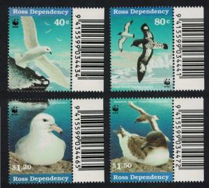 Ross Dep. WWF Antarctic Seabirds 4v Right Margins SG#44-47 MI#50-53 SC#45-48