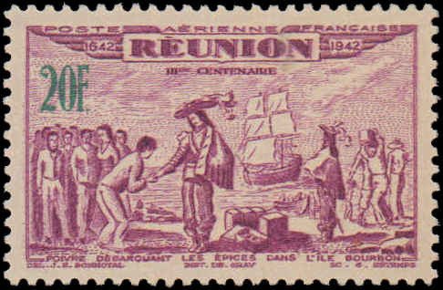 French Reunion #C13A-C13F, Complete Set(6), 1943, Hinged