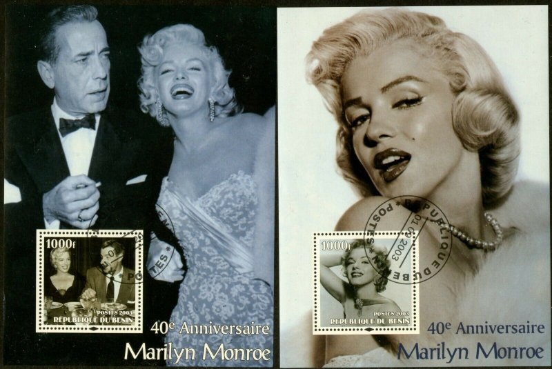 BENIN 2003 Marilyn Monroe 40th Ann Souvenir Sheets Set of 10 Different Cancelled