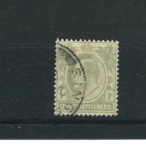 Straits Settlements 104 SG 142 1c Grey Green Used F/VF 1903 SCV $8.50