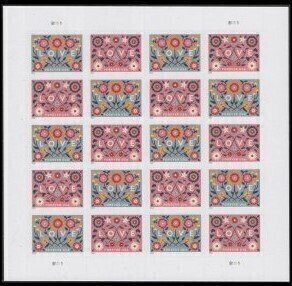 U.S. #5660-61 Love (2022) 58c FE Pane of 20, MNH.  Blue and Pink