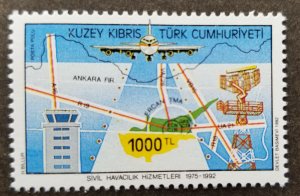 *FREE SHIP Turkish Cyprus Flight 1992 Aviation Airplane Map (stamp) MNH