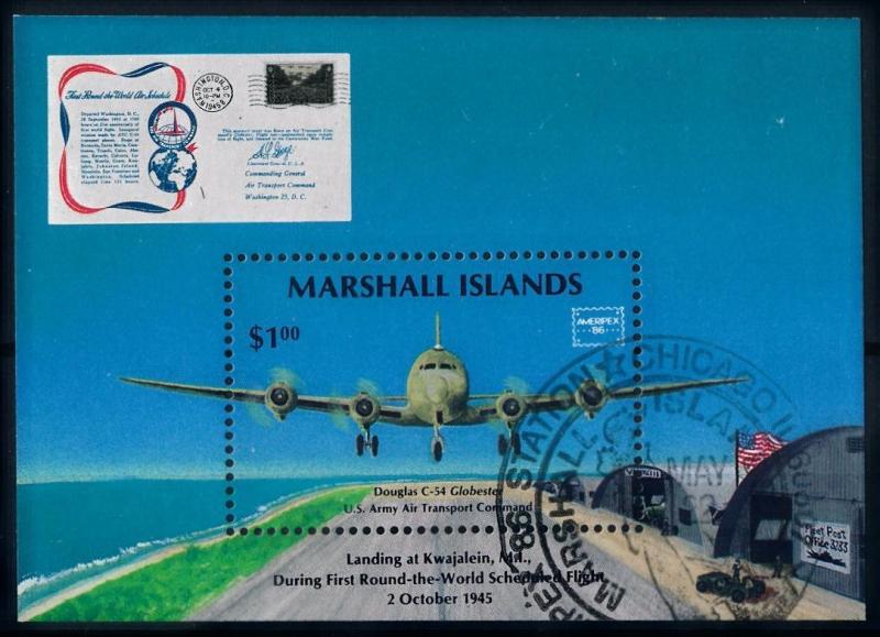 [68362] Marshall Islands 1986 Aeroplanes Mail Delivery Souvenir Sheet Used CTO