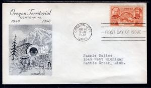 US 964 Oregon Territory Grimsland Typed FDC