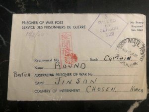 1944 Victoria Australia To Jinsan Camp Chosen Korea POW Prisoner of War Cover