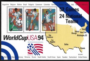 US 2837 - MNH Souvenir Sheet (2834 - 2836) 1994 World Cup Soccer.  FREE SHIPPING