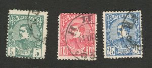 SERBIA -3 USED STAMP- KING MILAN OBRENOVIC- 5,10,25 para  -1880. (9)