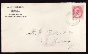 Canada-cover #13092-2c Numeral-Cross Roads County Harbour, NS cds- Oc 6 1903 -