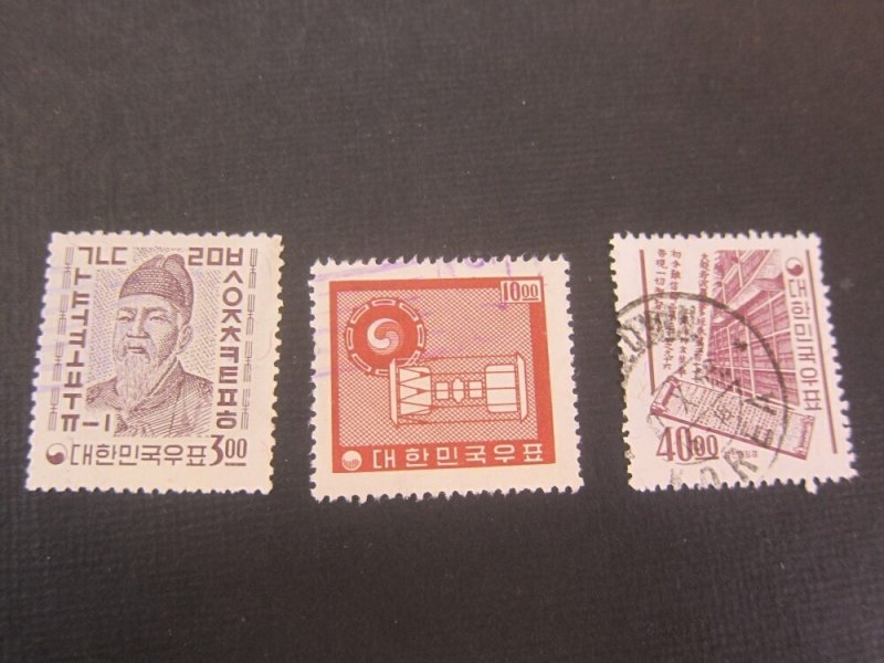 Korea 1962 Sc 365a,368a,370a FU