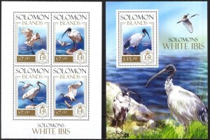 Solomon Islands 2013 Birds Ibis sheet + S/S MNH