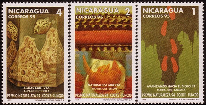 NICARAGUA NATURE PAINTINGS Sc 2095-2097 MNH 1995