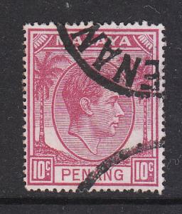 Malaya Penang 1949 Sc 11 KGVI 10c Used