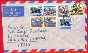 aa3782 - TANZANIA - POSTAL HISTORY - AIRMAIL COVER to ITALY 1966 Music Flags
