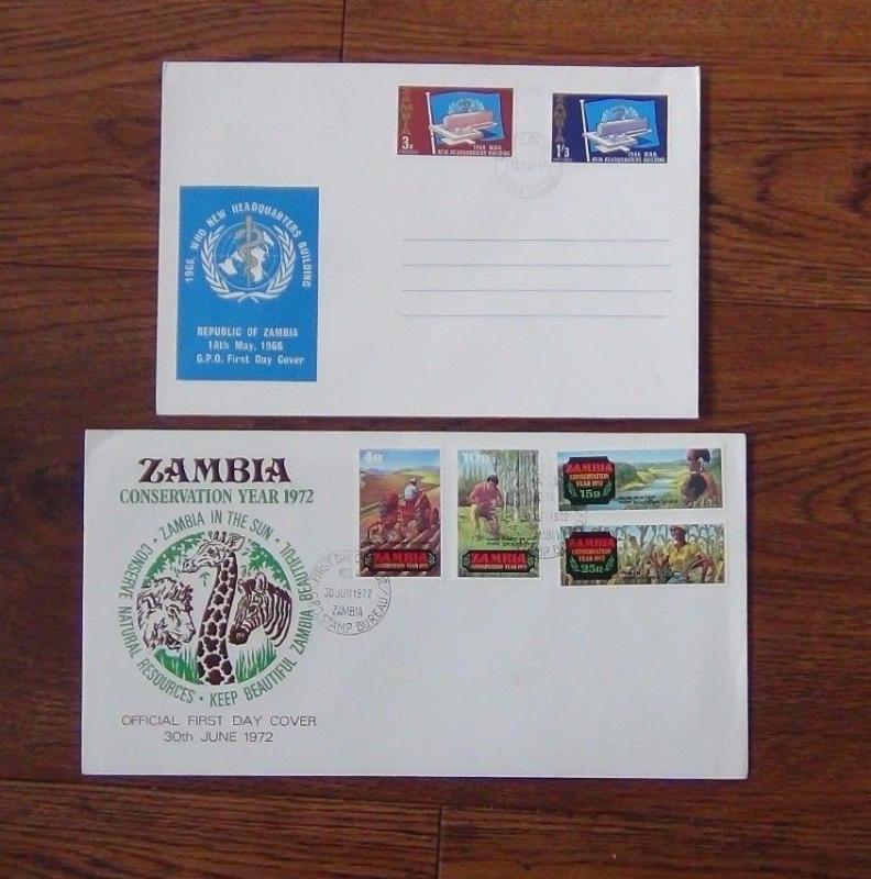 Zambia FDC x 10 1965 1976 Railway Crafts Conservation Development Airport etc