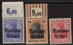 Thematic stamps GERMAN OCC ROMANIA 1917 sg.9, 11, 12 mint