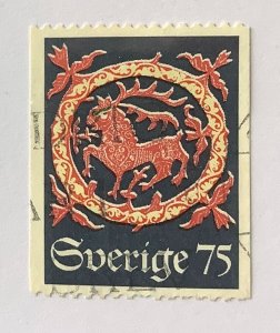 Sweden 1974 Scott 1102 used - 75o,  Christmas, Mosaic Embroidery