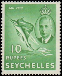 Seychelles #189-190, Incomplete Set(2), High Values, 1954-1956, Maps, Fish, H...