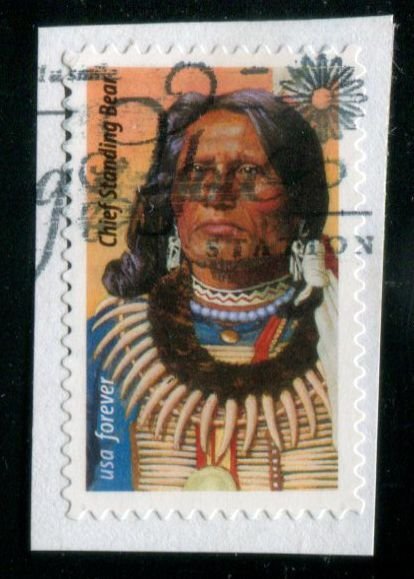 5798 US (63c) Chief Standing Bear SA, used on paper