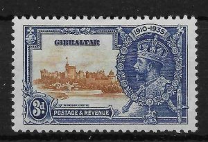 GIBRALTAR SG115c 1935 SILVER JUBILEE 3d LIGHTNING CONDUCTOR VAR MTD MINT