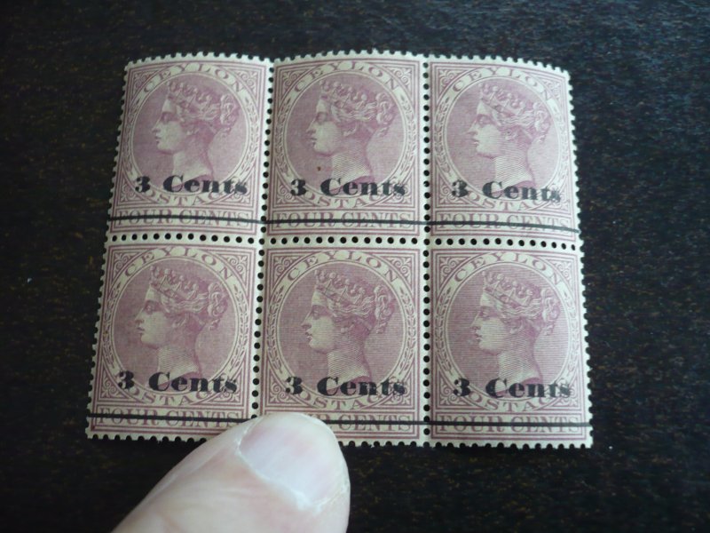 Stamps - Ceylon - Scott# 155 - Mint Never Hinged Block of 6 Stamps