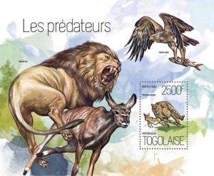 Predators Raubtiere Birds Reptiles Cats Snakes Animals Fauna Togo MNH stamp set