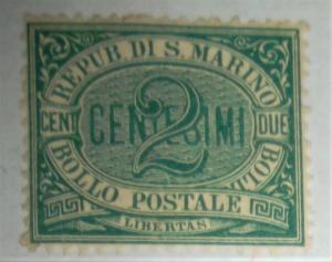 1877 SAN MARINO SCOTT #1 MINT HINGED 2c Free US Shipping High CV