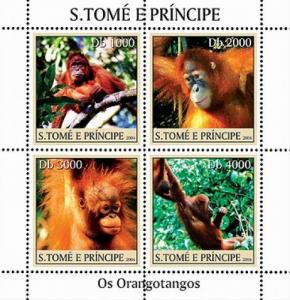 SAO TOME E PRINCIPE 2004 SHEET ORANGUTANS MONKEYS PRIMATES WILDLIFE st4213