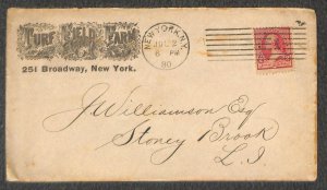 USA 220 STAMP TURF FIELD FARM PUBLICATION NEW YORK ADVERTISING COVER 1890