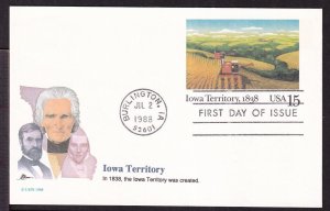 1988 IOWA Centennial postal card FDC Sc UX123 Fleetwood cachet (AE