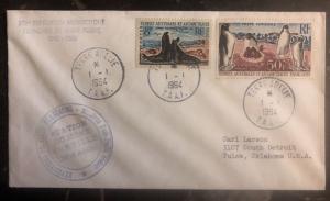 1964 Terre Adelie Australia cover French Antarctic Territory To Tulsa Ok USA