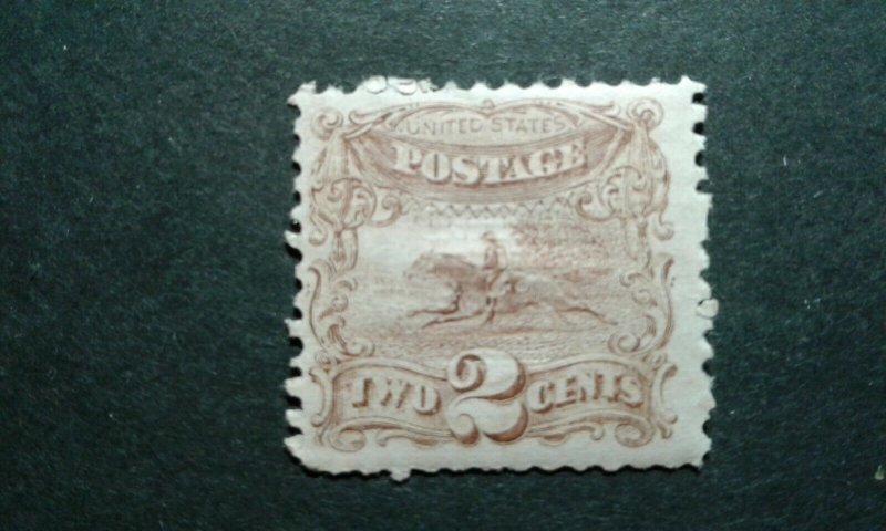 US #113 mint hinged (part gum) crease e206 10216