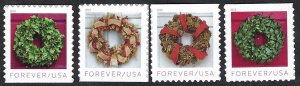 United States #5424-27 Forever (55¢) Holiday Wreaths. Four booklet singles. MNH