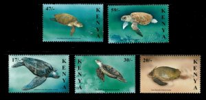 Kenya 2000 - Sea Turtles, Marine Life - Set of 5 stamps - Scott #740-44 - MNH