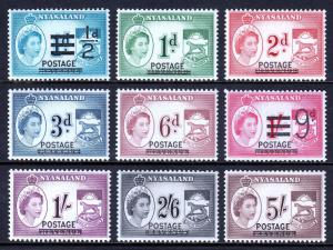 NYASALAND PROT. — SCOTT 112//120 — 1963 QEII OVPTS TO 5/- — MNH — SCV $6.85