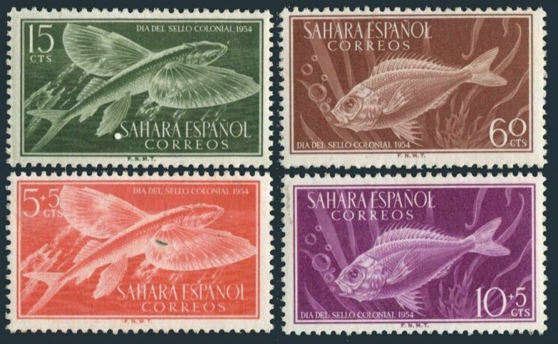 Spanish Sahara 74-75,B31-B32,MNH.Michel 147-150. Flying fish,Gilthead.1954.