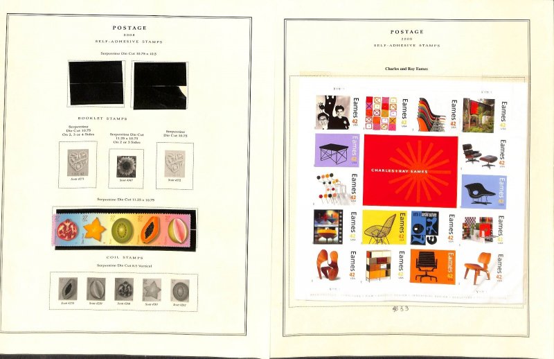 United States Stamp Collection on 22 Scott National Pages, 2006-2008 MNH (JV)