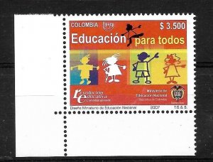 COLOMBIA 2007 AMERICA UPAEP EDUCATION FOR ALL CHILDREN 1 VALUE MINT NH