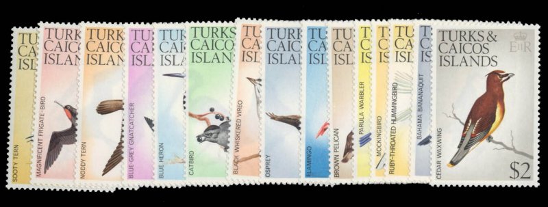 Turks & Caicos Islands #265-279 Cat$35.35, 1973 Birds, complete set, never hi...