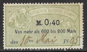 GERMANY 1886 0,40m Bill of Exchange Revenue Erler No. AJ102A VFU