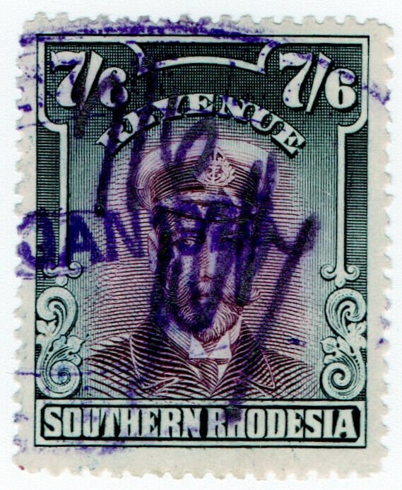 (I.B) Southern Rhodesia Revenue : Duty Stamp 7/6d