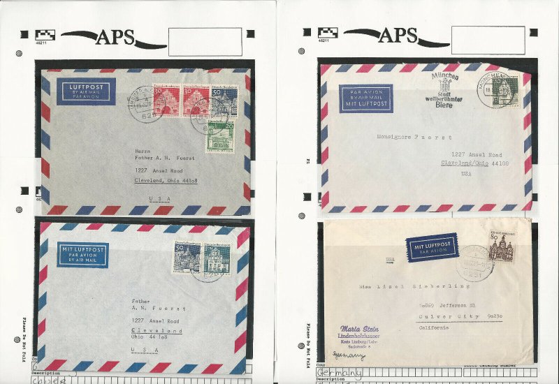 Germany Covers Stamp Collection on 70 Different on APS Sheets, JFZ 