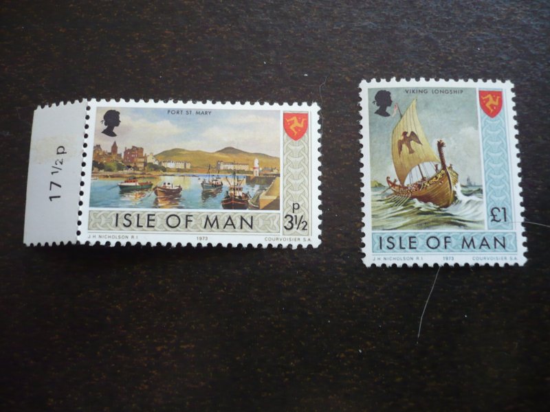 Stamps - Isle of Man - Scott# 18, 27 - Mint Never Hinged Part Set of 2 Stamps