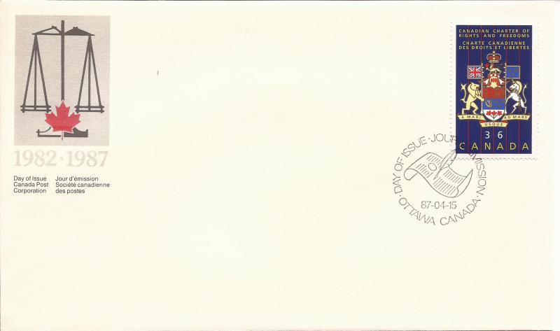 1987 Canada FDC Sc 1133 - Canadian Charter of Rights and Freedoms