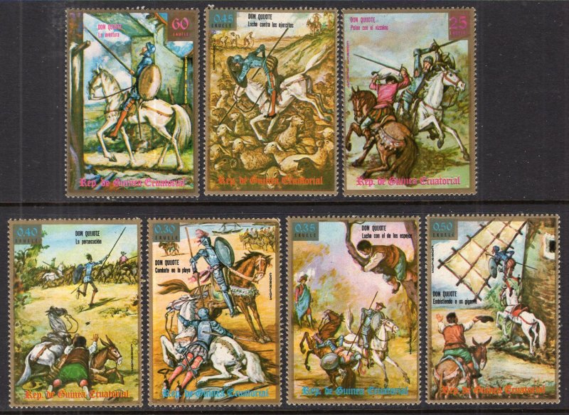 Equatorial Guinea 7542-7548 Don Quixote Horses MNH VF