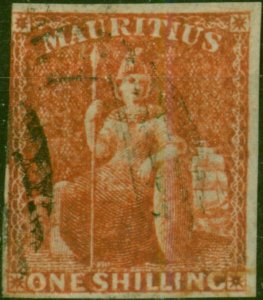 Mauritius 1859 1s Vermilion SG34 Fine Used (4)