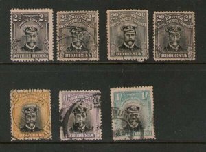 Rhodesia 1913 KGV SG 255-259,265,272a FU